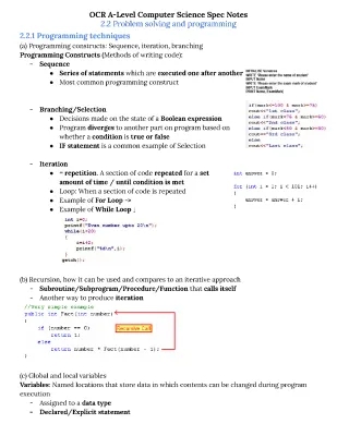 OCR H446 2.2 Problem Solving and Programming