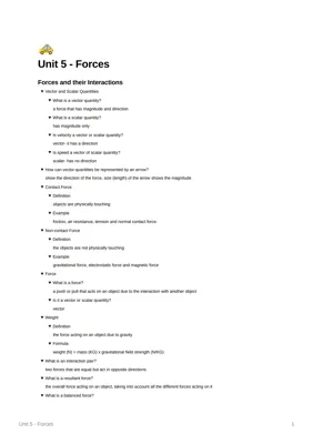 GCSE Forces: Active Recall Questions & Answers | AQA Physics Study Guide PDF