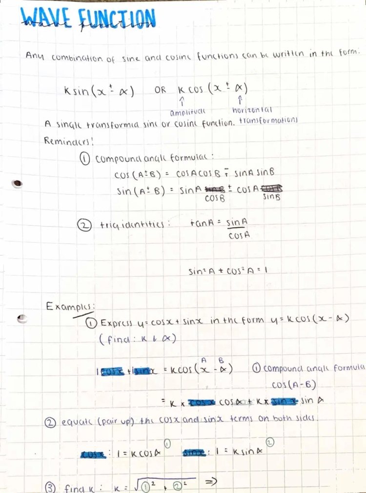 Free Higher Maths Wave Function Notes, Questions, and Formula Sheet PDF