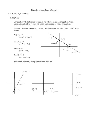 Learn How to Graph Linear Equations with Examples and Answers - Fun PDF Worksheets