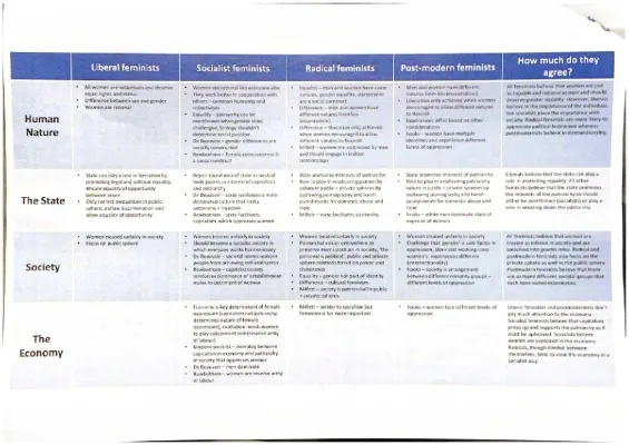 A Level Politics: Feminism and Human Nature - Radical, Liberal, Socialist Views