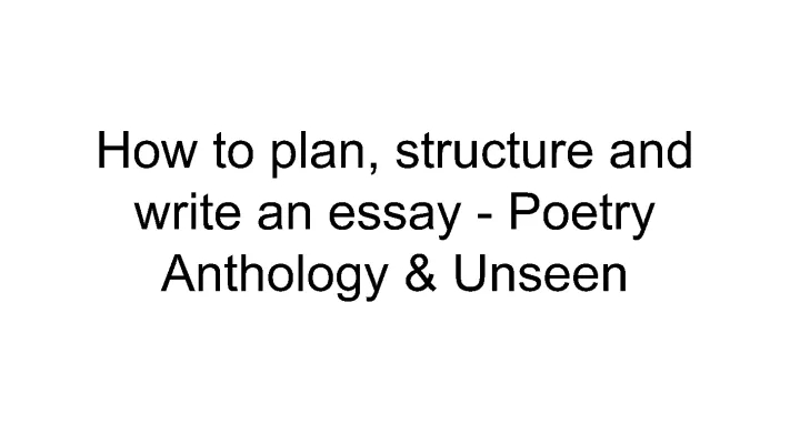 Easy Guide: Top Marks in AQA Poetry Essays and Unseen Poems for GCSE