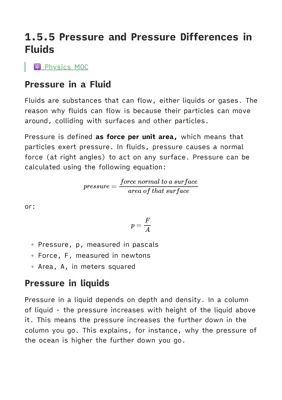 1.5.5 Pressure and Pressure differences in fluids