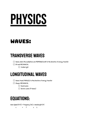 Comprehensive Physics End of Year Revision Notes PDF for GCSE