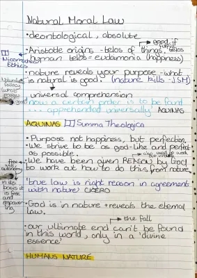 Natural Moral Law A Level: Summary Notes and Key Concepts for OCR Philosophy