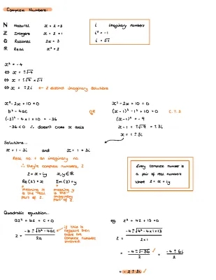 A Level Further Maths Complex Numbers & Quadratics Cheatsheets