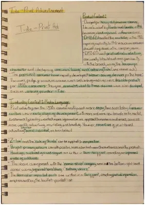 Wjec A-Level Tide Print Advert Study Guide PDF and Quizlet for 1950s Analysis