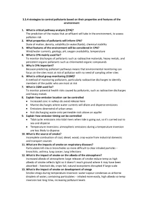 AQA A Level Environmental Science: Pollution, Land Contamination, and Smoking Effects