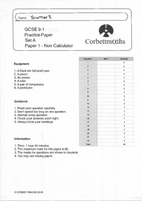 Corbettmaths GCSE 9-1 Practice Papers - Set A, B, C