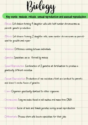 Key words- meiosis, mitosis, sexual reproduction and asexual reproduction 