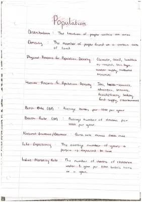 Understanding Population Distribution & Birth Rates for N5 Geography