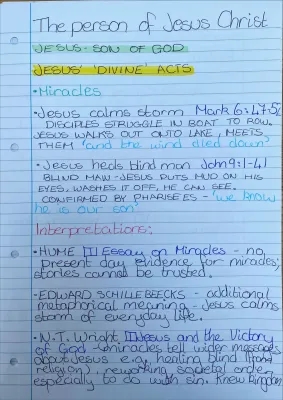 The Person of Jesus Christ summary notes ALevel