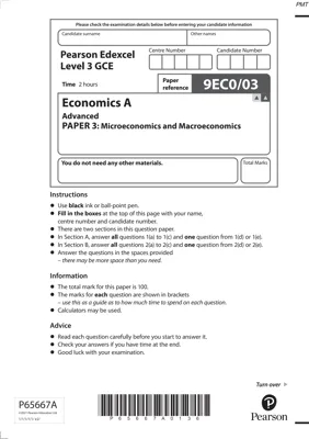 Edexcel A Level Economics Paper 3 - June 2021, Past Papers and Mark Schemes