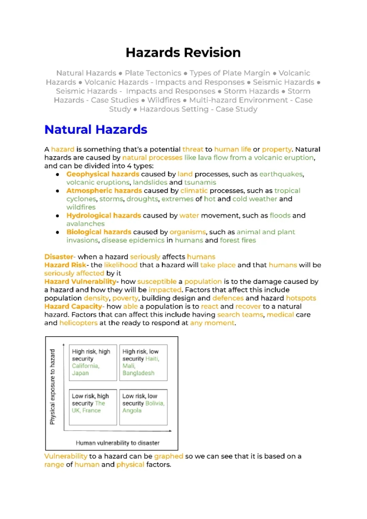 A Level Geography Natural Hazards Study Guide: Case Studies, Exam Questions & More