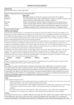 A Level Biology Chapter 14: Response to Stimuli AQA Quizlet, PDF & Notes