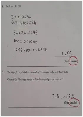 Math exam paper with model answer