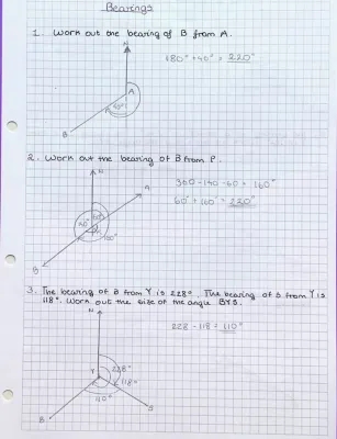 GCSE Bearings and Trigonometry Questions PDF with Answers