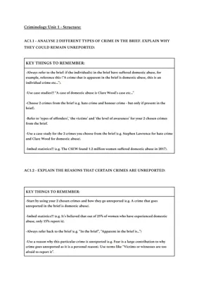 Criminology Unit 1 Controlled Assessment: Tips, Examples, and Answers