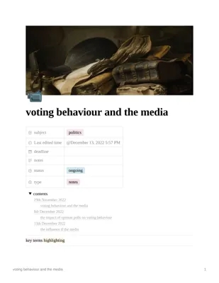 A Level Politics: Voting Behaviour & Media Notes