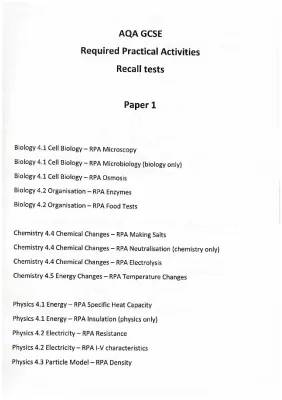 AQA GCSE Biology Paper 1 Required Practicals PDF - Easy Guide for Kids