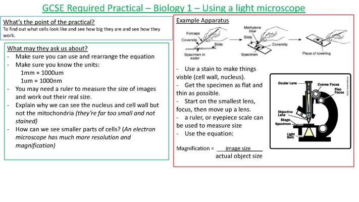 GCSE Biology 1 Required Practicals: Microscopy, Osmosis, and Food Tests