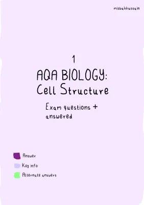 AQA Biology Paper 1 Cell Structure Exam Questions and Answers PDF for Kids