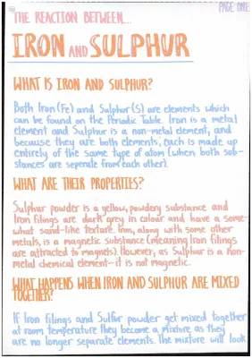 Iron + Sulphur = Iron Sulphide: The Reaction and Properties of Ferrous Disulfide