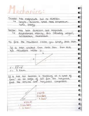 AQA A Level Physics Mechanics Notes PDF Free Download: Questions, Answers & Examples