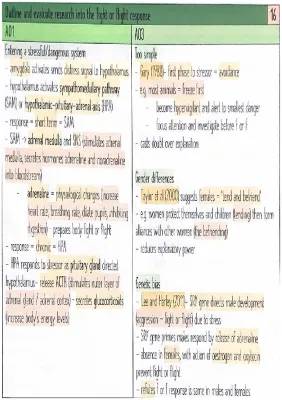 AQA Psychology: Fight or Flight Response & Localisation of Brain Function Essay Plans