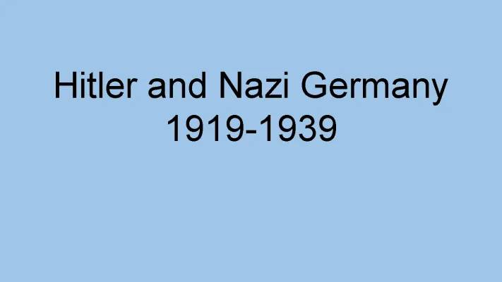 Nat 5 History: Hitler and Nazi Germany - Bbc Bitesize Revision & Quizzes