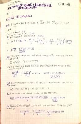 Variance and Standard Deviation 