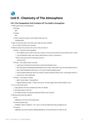 GCSE Chemistry of the Atmosphere Active Recall Questions  