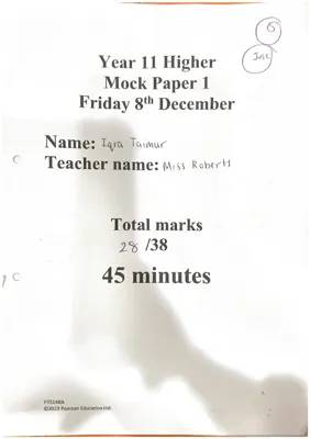 Year 11 Higher Mock Edexcel Paper 1 (marked + answered)