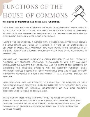 Powers and Functions of House of Commons vs House of Lords, British Parliament System