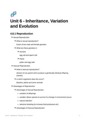 GCSE Biology: Inheritance, Variation, Evolution & Reproduction