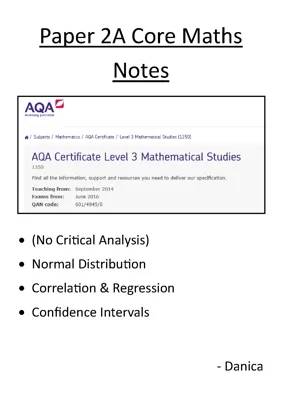 AQA Paper 2A Core Maths Notes