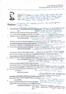 Exposure Poem by Wilfred Owen - Easy Analysis PDF for Power and Conflict