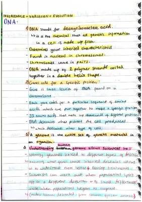 GCSE Biology: Inheritance, Variation and Evolution Notes PDF (Part 1)