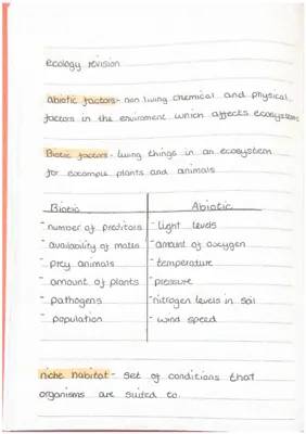 Ecology Revision: Past Papers, Exam Questions, and Notes