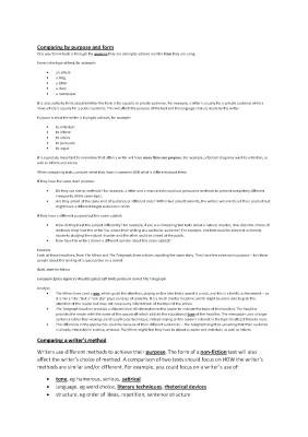 Comparing Texts by Purpose and Form Worksheets and Examples