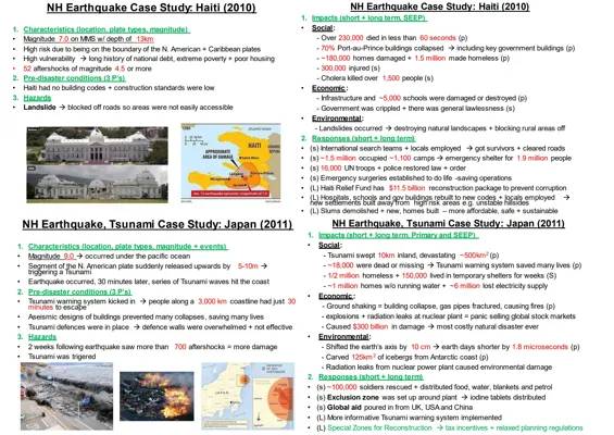 A level Geography earthquake case studies: Haiti and Japan