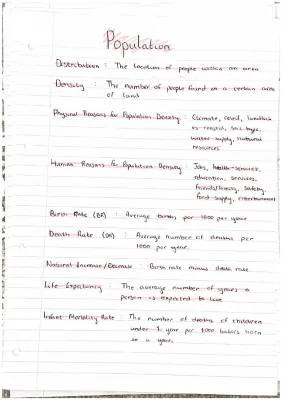 Understanding Population Distribution & Birth Rates for N5 Geography