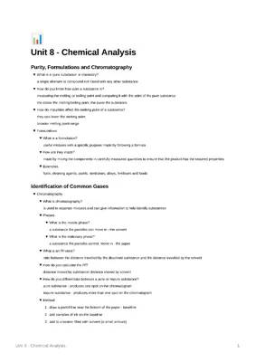 GCSE Chemical Analysis: Active Recall Questions and Chromatography Methods PDF