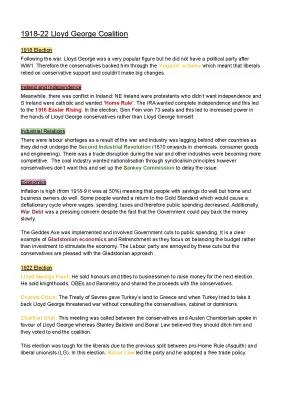 How the 1918 Lloyd George Coalition Changed Britain: High Inflation and 1922 Elections