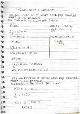 Easy Compound Interest & Depreciation GCSE Notes