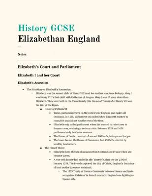 Elizabethan England GCSE Notes & Revision Guide PDF