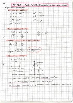 Fun Math Notes: AQA Year 1 & 2 Algebra and Functions Study Guide