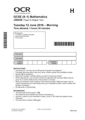 Easy OCR Maths: Paper 6 Questions & Answers for 2018 to 2021