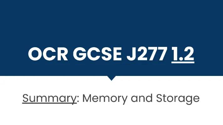 GCSE J277 Unit 1.2 Memory and Storage: What is ROM, Secondary Storage, and Virtual Memory BBC Bitesize