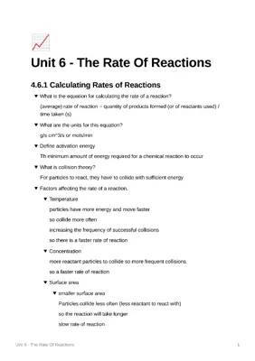 GCSE Rates of Reaction Equations, Units, and More!